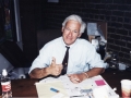 Dennis Peron at his office at his large medical marijuana club on Market Street, in 1996.