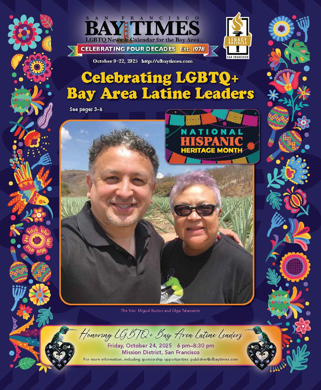 Olga Talamante and The Ven. Miguel Bustos to Co-Emcee Honoring LGBTQ+ Bay Area Latine Leaders on October 24, 2025 - San Francisco Bay Times