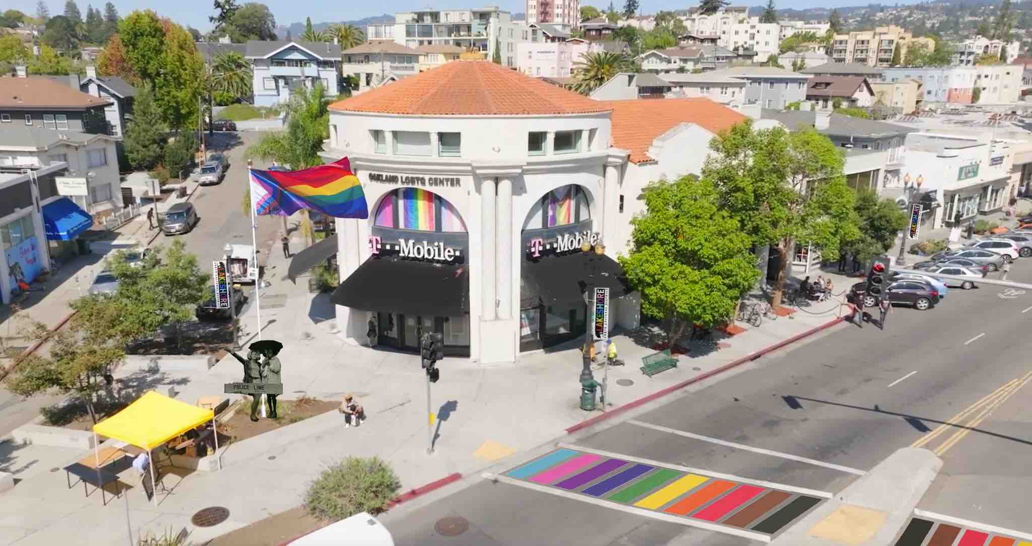 Historic Rainbow Crosswalk Installation in Oakland