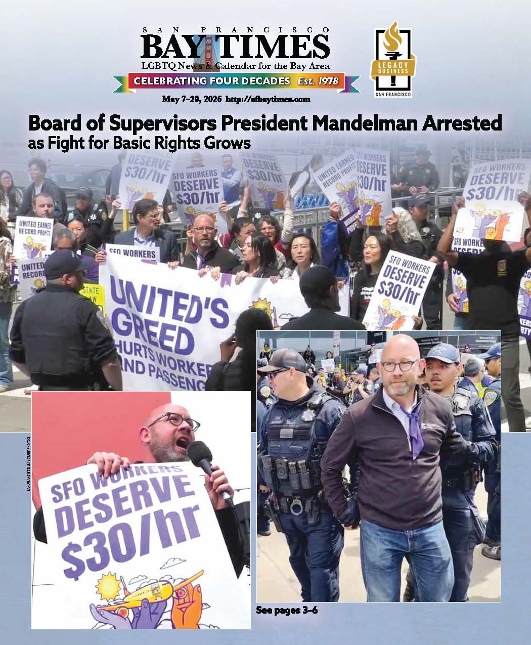 President Mandelman and Other Officials Arrested at SFO on May Day During Protest for Labor Rights - San Francisco Bay Times